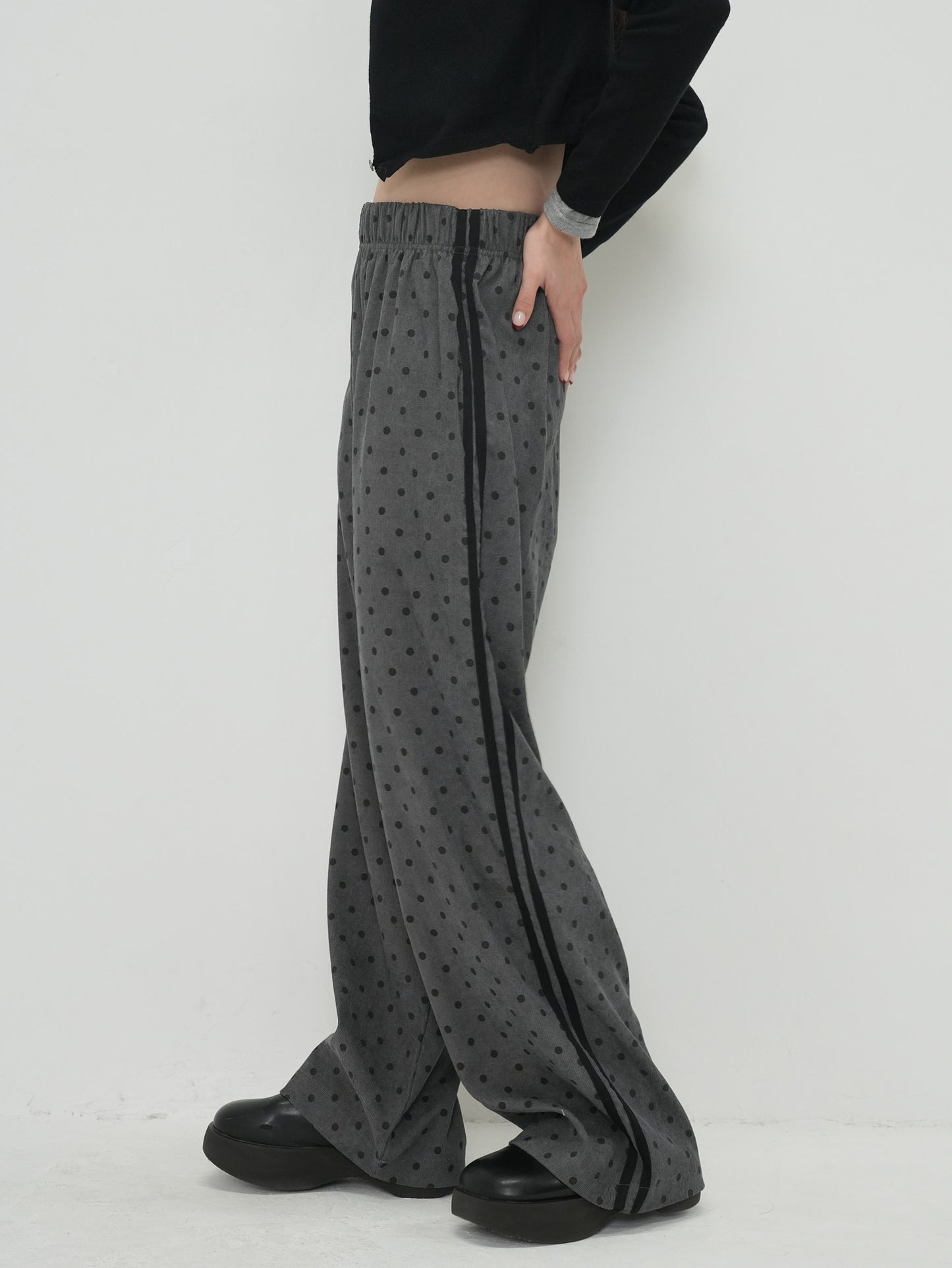 dot wide line pants